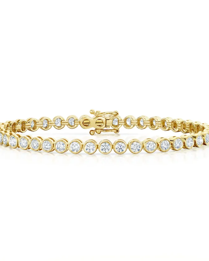 18ct Yellow Gold Round Brilliant Cut Diamond Tennis Bracelet