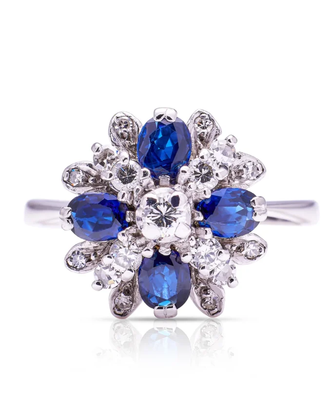 Vintage, 1980s sapphire & diamond cluster ring